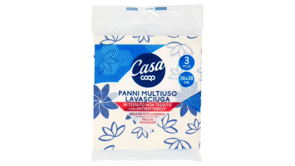 Panni Multiuso Lavasciuga In Tessuto Non Tessuto Con Antibatterico* 26x38 Cm 3 Pz