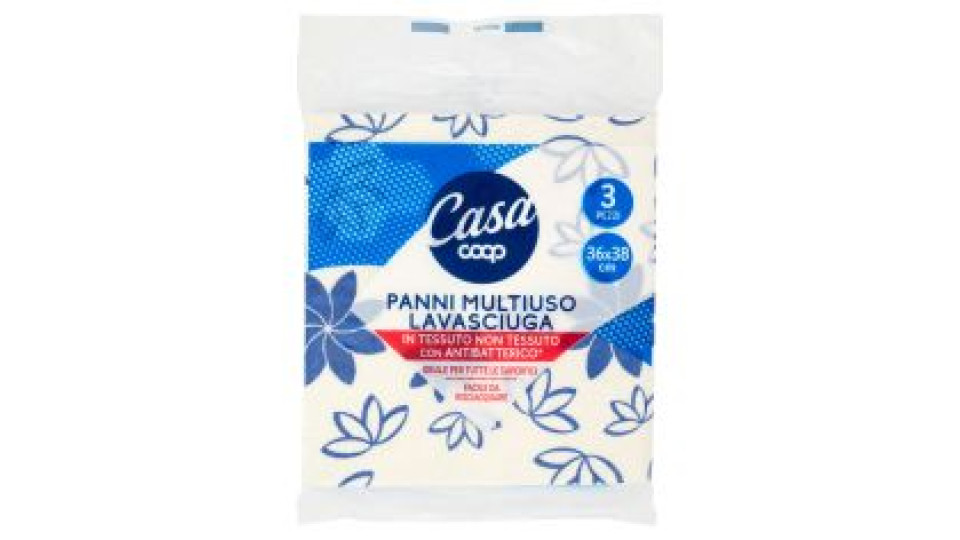 Panni Multiuso Lavasciuga In Tessuto Non Tessuto Con Antibatterico* 26x38 Cm 3 Pz