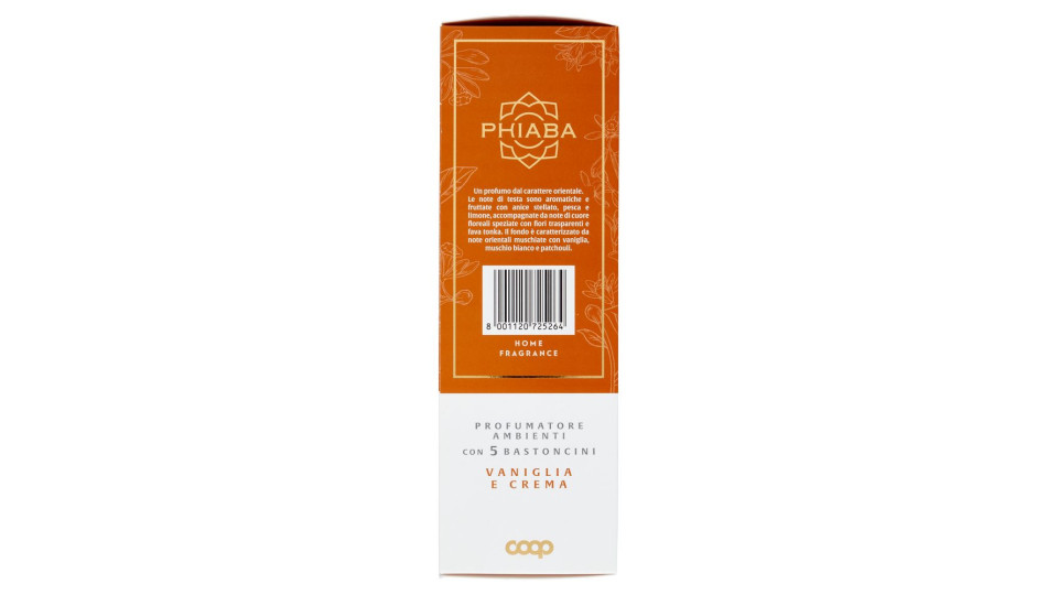 Profumatore Ambienti Con 5 Bastoncini Vaniglia E Crema Home Fragrance 200 Ml