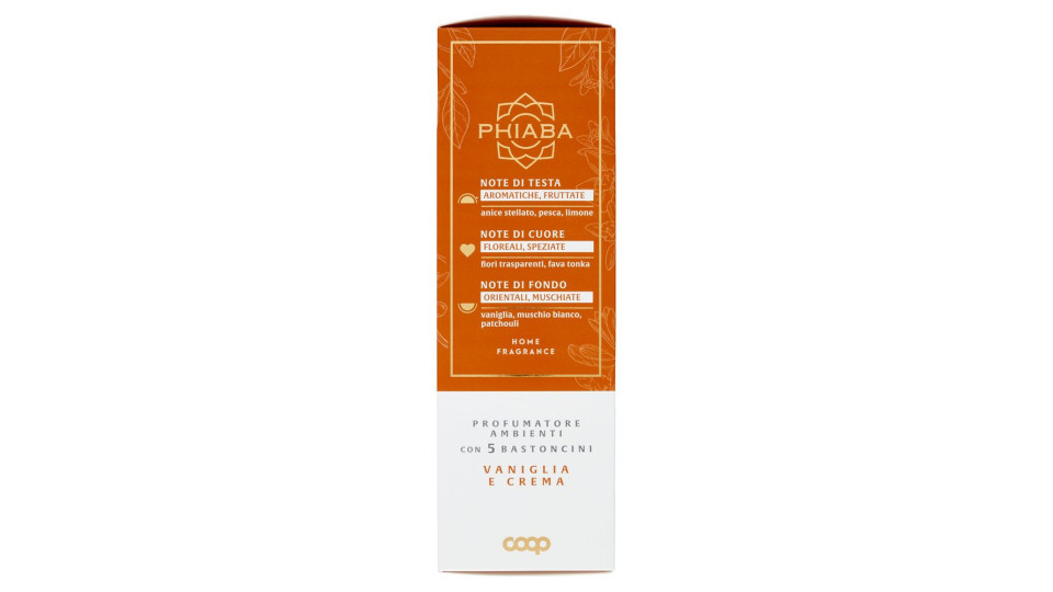 Profumatore Ambienti Con 5 Bastoncini Vaniglia E Crema Home Fragrance 200 Ml