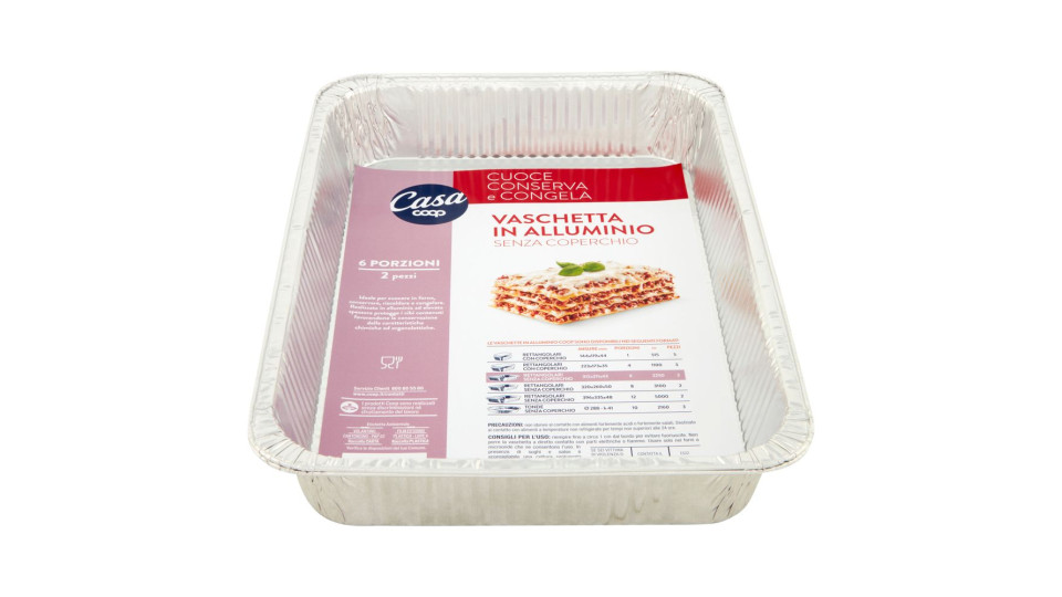 Vaschetta In Alluminio Senza Coperchio 6 Porzioni 2 Pz