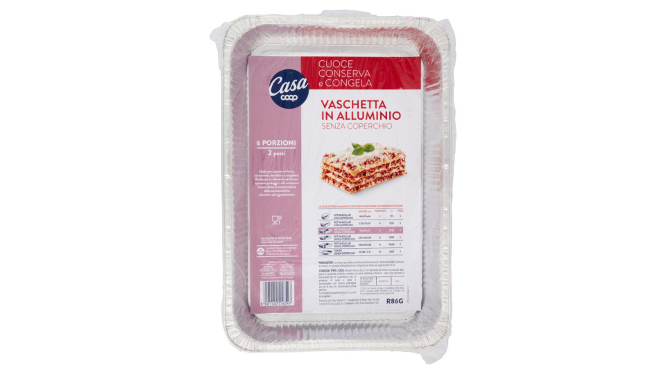 Vaschetta In Alluminio Senza Coperchio 6 Porzioni 2 Pz