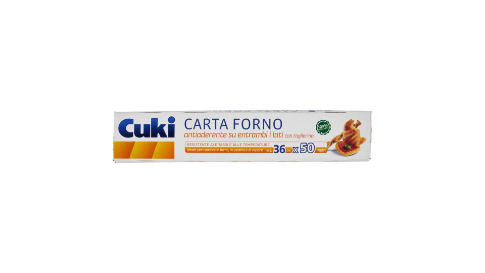 Cuki Carta Forno Andiaderente Su Entrambi I Lati Con Taglierina Larg. 36 Cm X 50 Metri