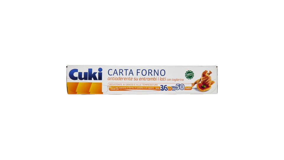 Cuki Carta Forno Andiaderente Su Entrambi I Lati Con Taglierina Larg. 36 Cm X 50 Metri