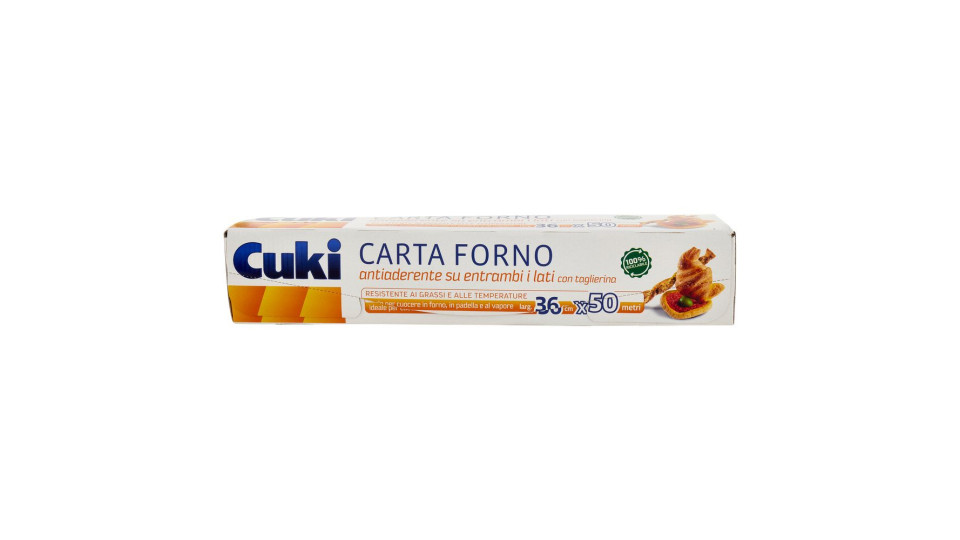 Cuki Carta Forno Andiaderente Su Entrambi I Lati Con Taglierina Larg. 36 Cm X 50 Metri