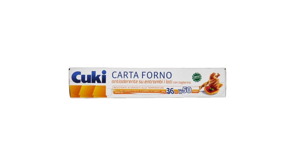Cuki Carta Forno Andiaderente Su Entrambi I Lati Con Taglierina Larg. 36 Cm X 50 Metri