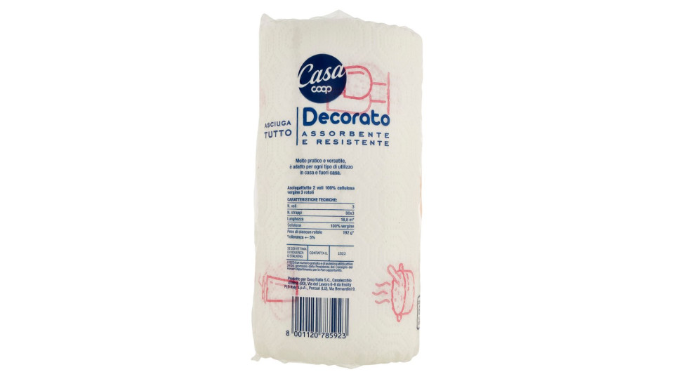 Asciugatutto Decorato Assorbente E Resistente 80 Strappi 3 Pz