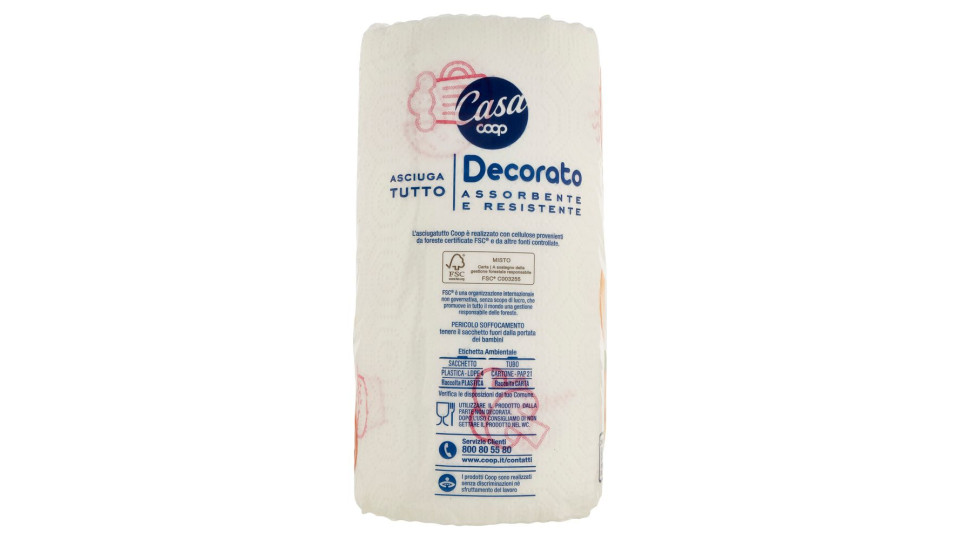Asciugatutto Decorato Assorbente E Resistente 80 Strappi 3 Pz