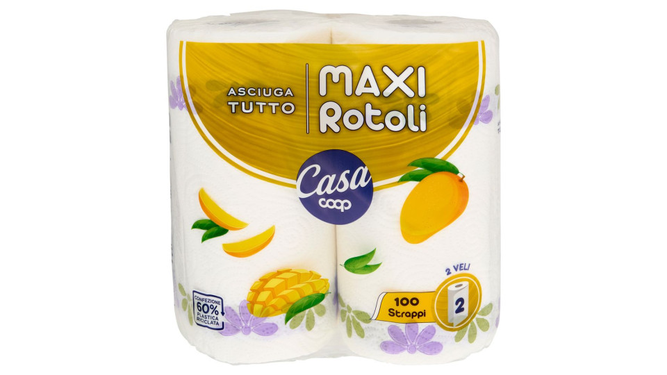 Asciugatutto Maxi Rotoli 100 Strappi 2 Veli 2 Pz