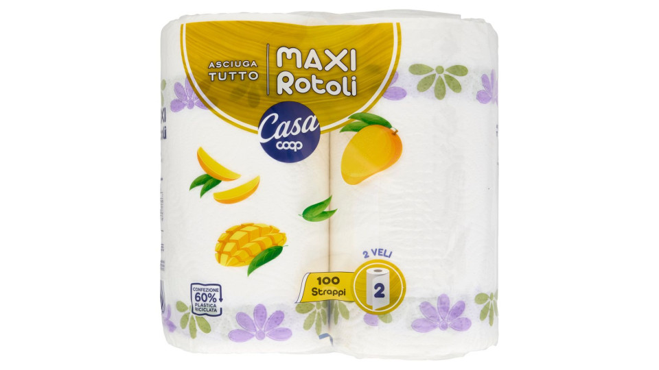 Asciugatutto Maxi Rotoli 100 Strappi 2 Veli 2 Pz