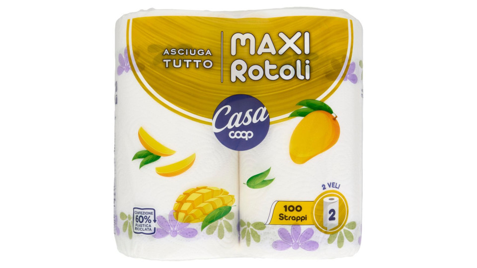 Asciugatutto Maxi Rotoli 100 Strappi 2 Veli 2 Pz