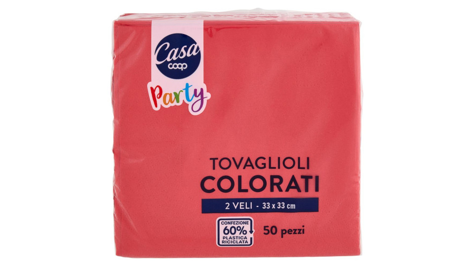 Tovaglioli Colorati 2 Veli 33x33 Cm Rossi 50 Pz