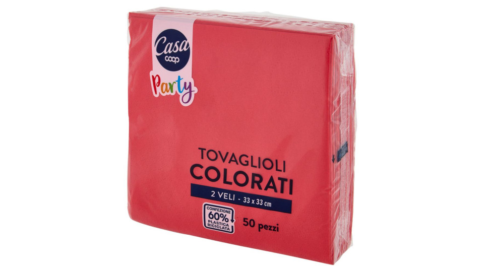 Tovaglioli Colorati 2 Veli 33x33 Cm Rossi 50 Pz