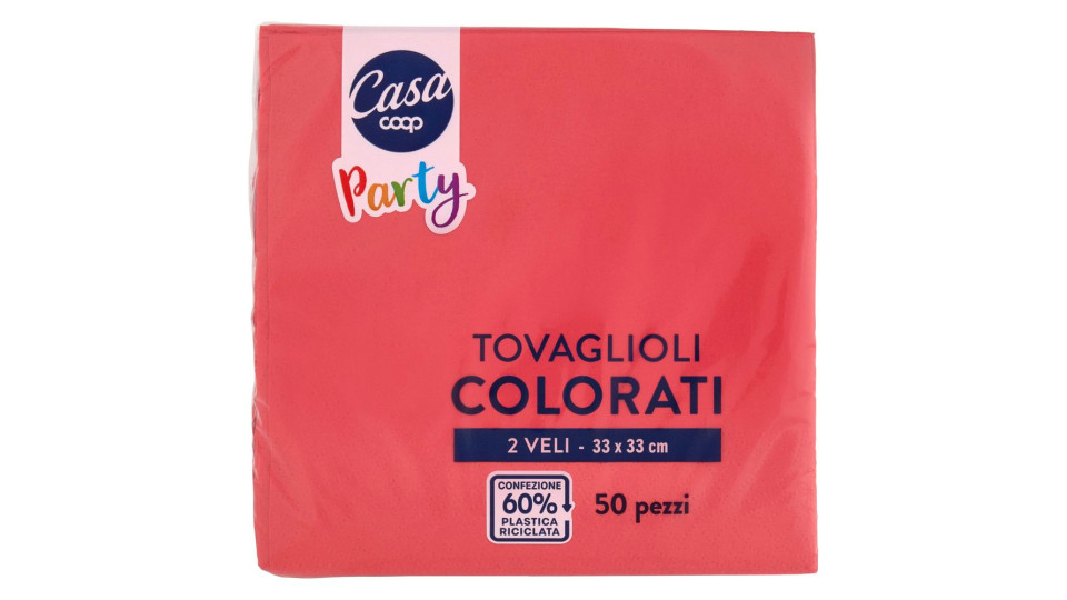 Tovaglioli Colorati 2 Veli 33x33 Cm Rossi 50 Pz