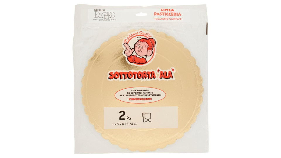 Madame Soufflé Linea Pasticceria Sottotorta 'ala' Oro Cm 34 X 34 - 2 Pz