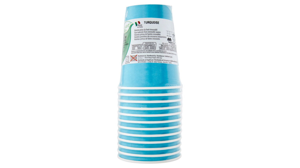 Smart Ecotable Bicchieri In Cartoncino Compostabile Turquoise 25 Cl 12 Pz