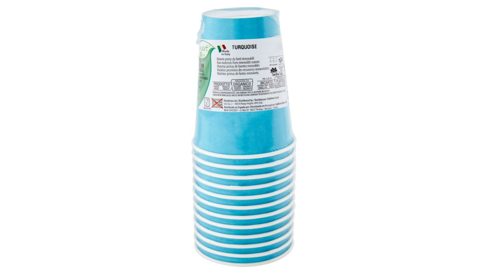 Smart Ecotable Bicchieri In Cartoncino Compostabile Turquoise 25 Cl 12 Pz