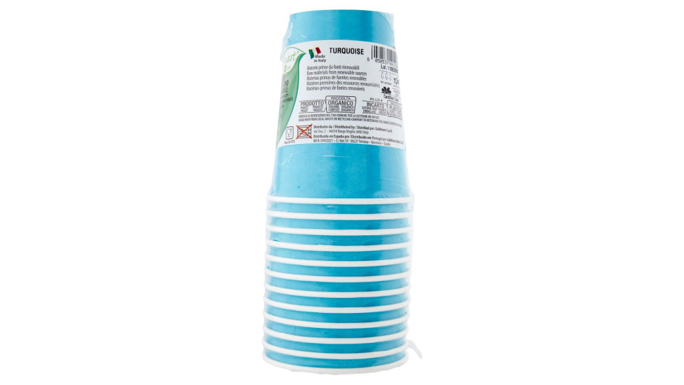 Smart Ecotable Bicchieri In Cartoncino Compostabile Turquoise 25 Cl 12 Pz