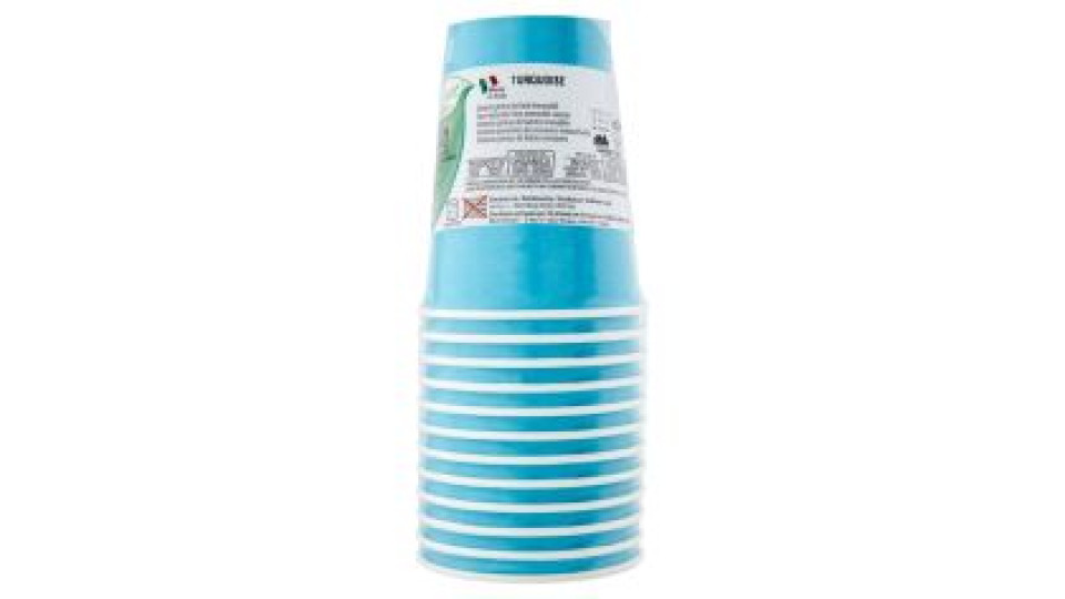 Smart Ecotable Bicchieri In Cartoncino Compostabile Turquoise 25 Cl 12 Pz