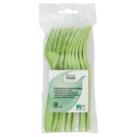 Perla Festa Compostable Forchette Compostabili Verdi 8 Pz