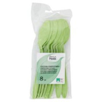 Perla Festa Compostable Cucchiai Compostabili Verdi 8 Pz