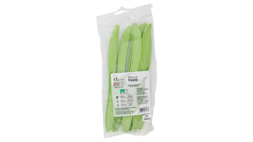 Perla Festa Compostable Coltelli Compostabili Verdi 8 Pz