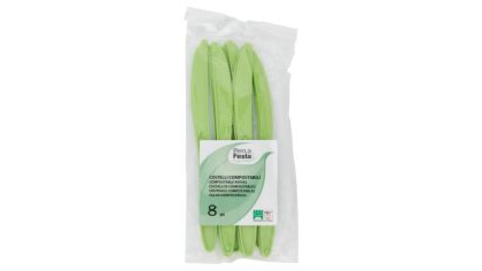 Perla Festa Compostable Coltelli Compostabili Verdi 8 Pz