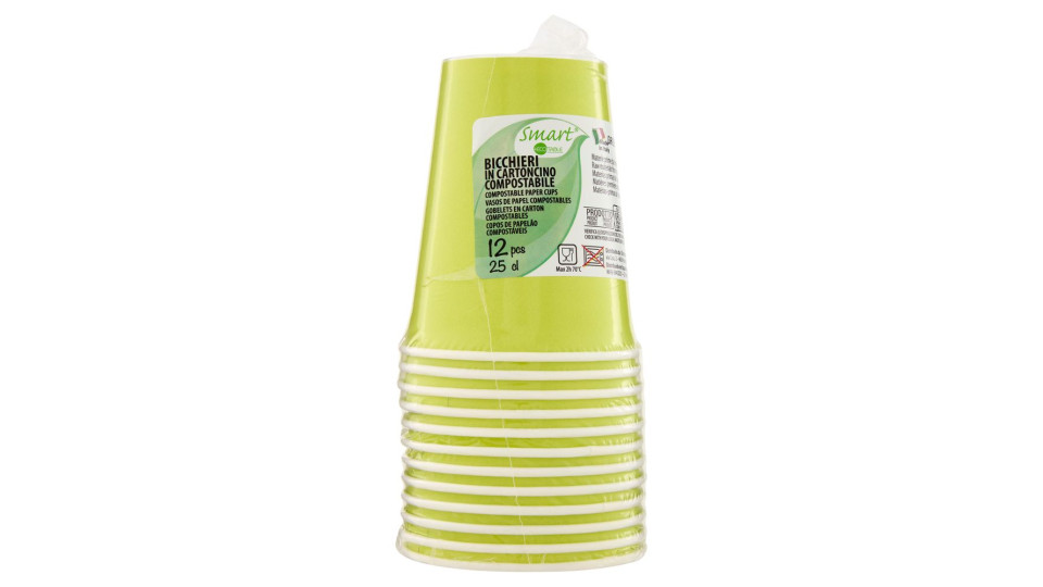 Smart Ecotable Bicchieri In Cartoncino Compostabile 25 Cl Green Anis 12 Pz