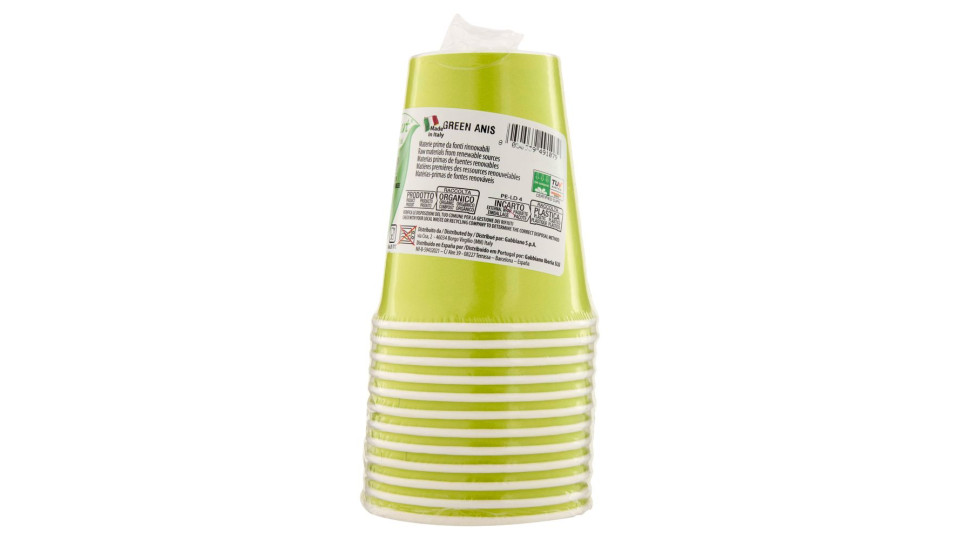 Smart Ecotable Bicchieri In Cartoncino Compostabile 25 Cl Green Anis 12 Pz