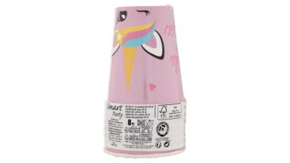 Smart Party Bicchieri Rosa In Cartoncino 25 Cl 8 Pz