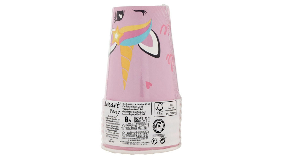Smart Party Bicchieri Rosa In Cartoncino 25 Cl 8 Pz