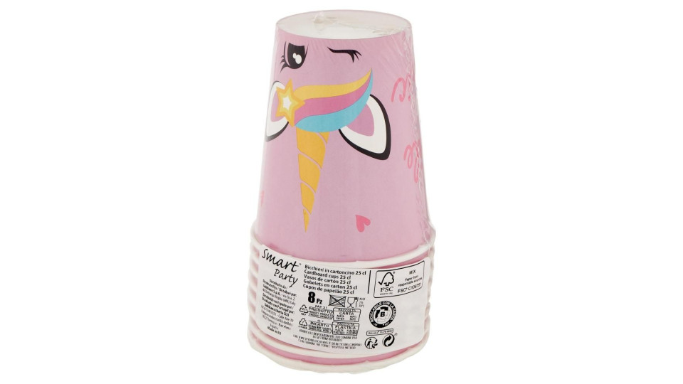 Smart Party Bicchieri Rosa In Cartoncino 25 Cl 8 Pz