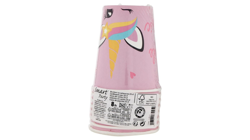 Smart Party Bicchieri Rosa In Cartoncino 25 Cl 8 Pz