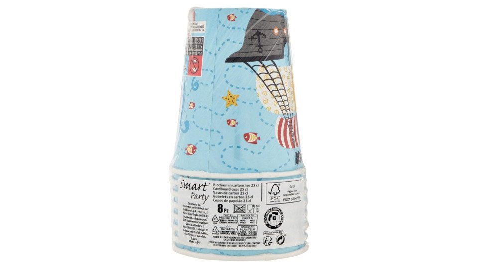 Smart Party Bicchieri Azzurri In Cartoncino 25 Cl 8 Pz