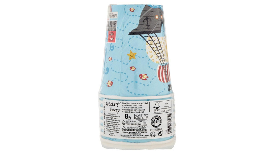 Smart Party Bicchieri Azzurri In Cartoncino 25 Cl 8 Pz
