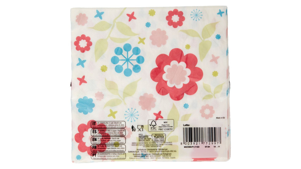Smart Tovaglioli Fantasia 3 Veli 33x33 Cm 20 Pz