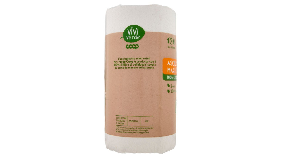 Asciugatutto Maxi Rotoli 100% Carta Riciclata 2 Veli 100 Strappi 2 Pz