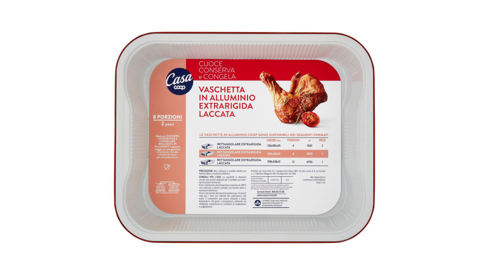 Vaschetta In Alluminio Extrarigida Laccata 8 Porzioni 2 Pz
