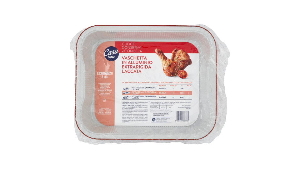 Vaschetta In Alluminio Extrarigida Laccata 8 Porzioni 2 Pz