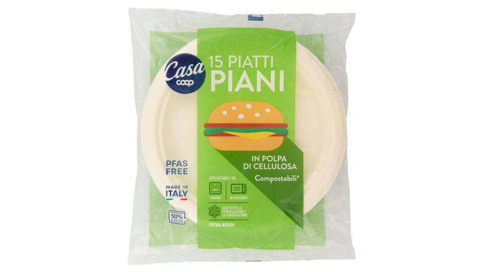 Piatti Piani In Polpa Di Cellulosa Compostabili* 15 Pz