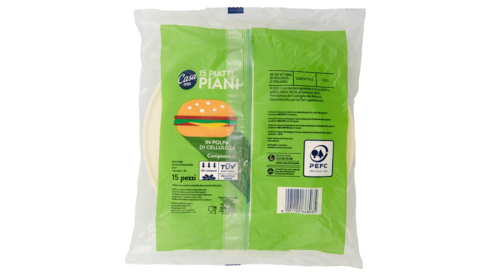 Piatti Piani In Polpa Di Cellulosa Compostabili* 15 Pz