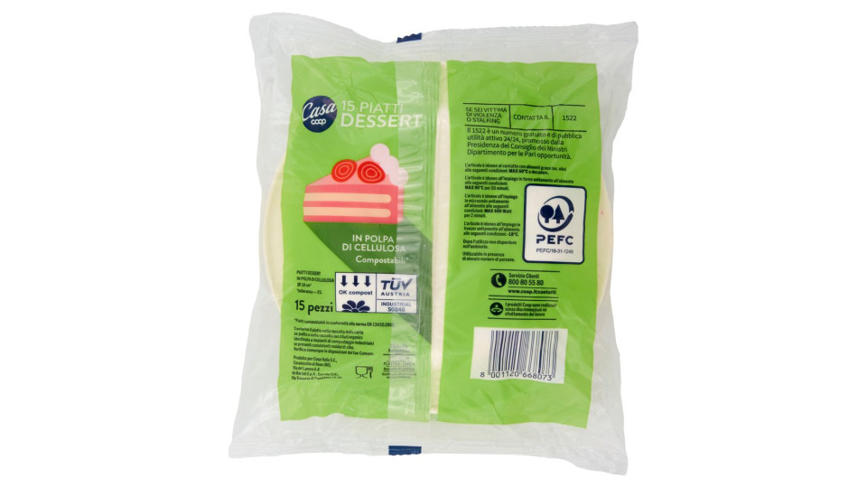 Piatti Dessert In Polpa Di Cellulosa Compostabili* 15 Pz