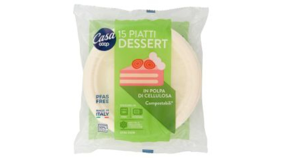 Piatti Dessert In Polpa Di Cellulosa Compostabili* 15 Pz