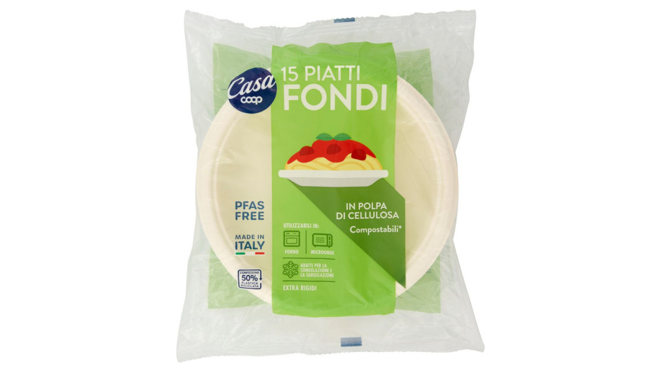 Piatti Fondi In Polpa Di Cellulosa Compostabili* 15 Pz