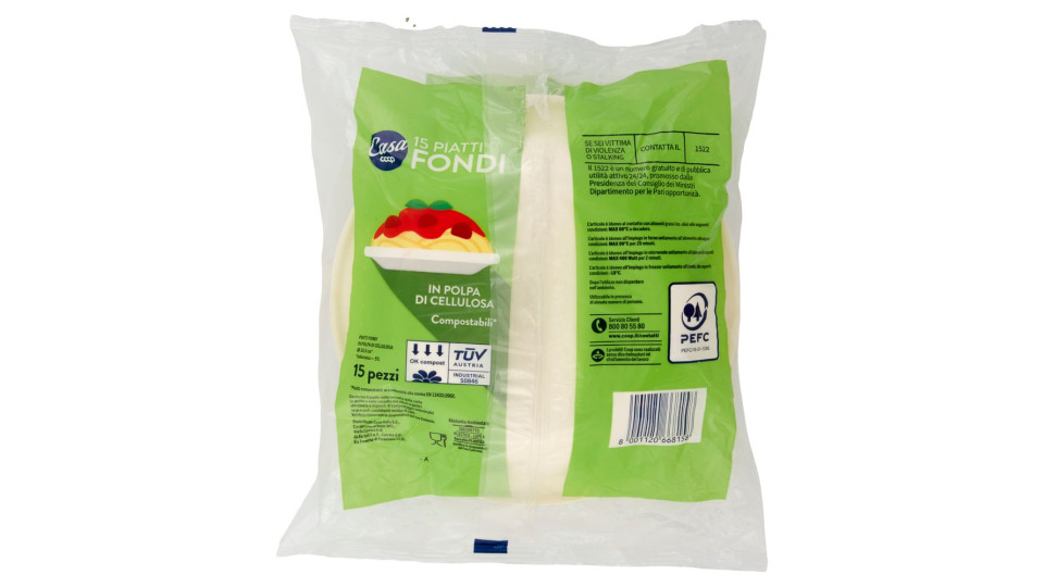 Piatti Fondi In Polpa Di Cellulosa Compostabili* 15 Pz