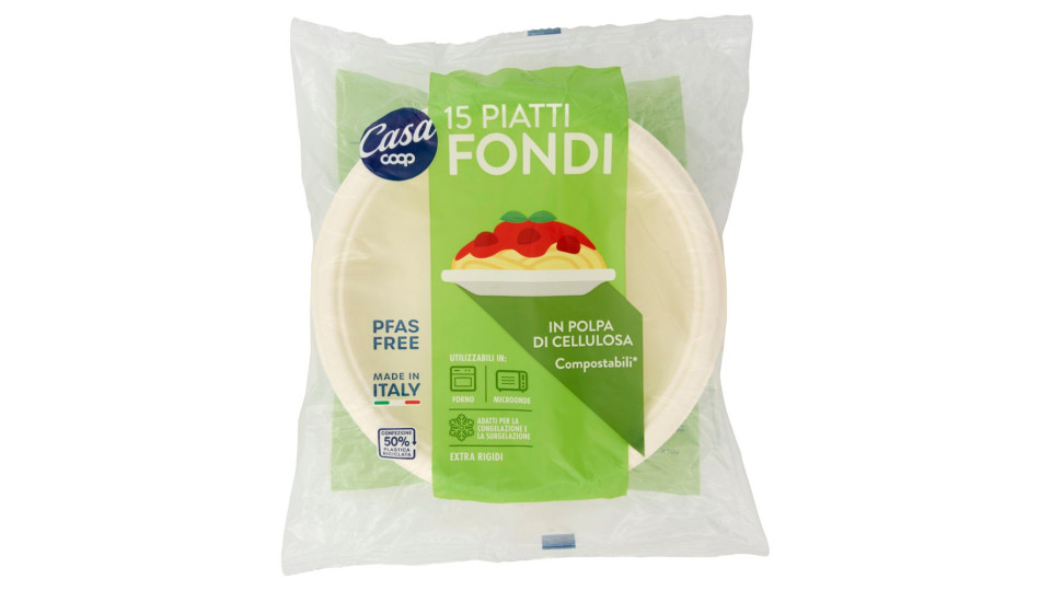 Piatti Fondi In Polpa Di Cellulosa Compostabili* 15 Pz