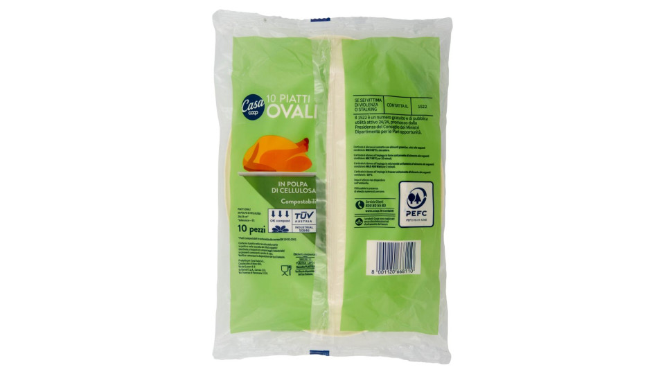 Piatti Ovali In Polpa Di Cellulosa Compostabili* 10 Pz