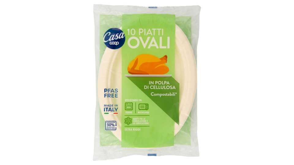 Piatti Ovali In Polpa Di Cellulosa Compostabili* 10 Pz