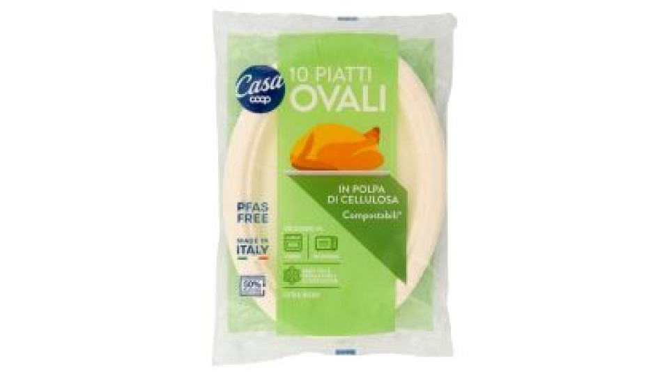 Piatti Ovali In Polpa Di Cellulosa Compostabili* 10 Pz