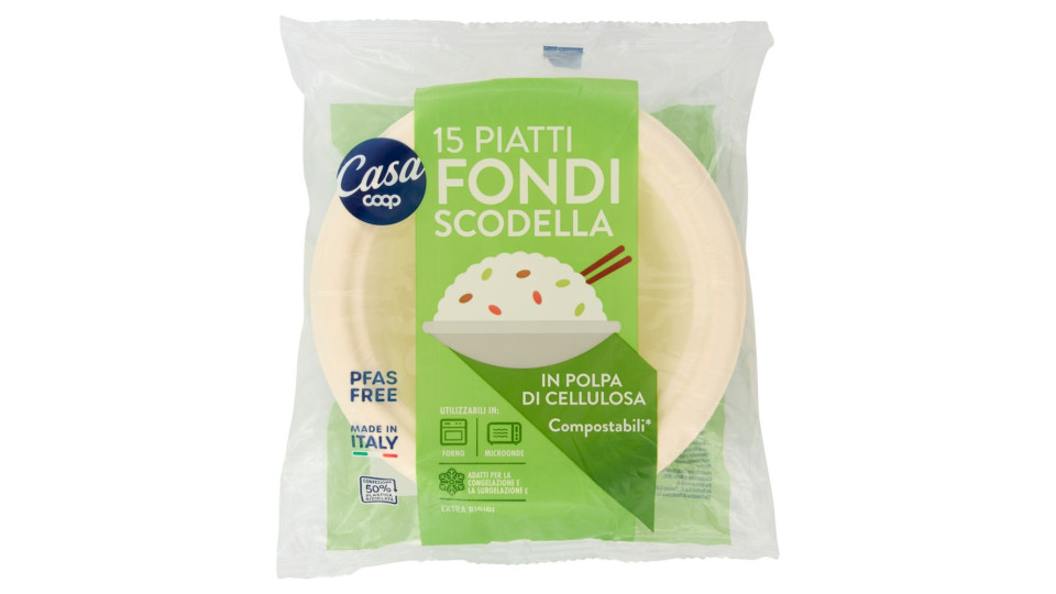 Piatti Fondi Scodella In Polpa Di Cellulosa Compostabili* 15 Pz